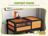 Wooden Tortoise House, with Shelter, Run, Shelf, Lamp Holder, Tray, Yellow T3398P350002