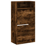 Shoe Cabinet Smoked Oak 60x34x116 Engineered Wood 840019