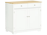 Kitchen Floor Cabinet Side Storage Cupboard Multi-use Sideboard Table with Solid Wood Top, T3398P329819