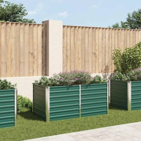 Raised Garden Bed 160x80x77 cm Galvanised Steel Green 47010