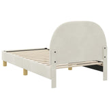 Children's Bed Frame with Headboard Cream 80 x 160 cm Velvet 42011006