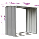 Garden Log Storage Shed Galvanised Steel 172x91x154 cm Grey 44858