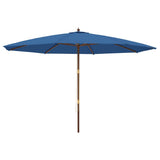 Garden Parasol with Wooden Pole Azure Blue 400x273 cm 363182