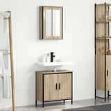 Bathroom Furniture Set with Shelf 2 pcs Brown Engineered wood 3345131