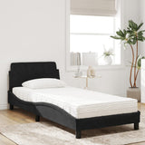 Bed with Mattress "Dover" Black Single Velvet 3208489