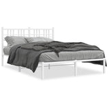 Metal Bed Frame without Mattress with Headboard White 120x190cm 376370