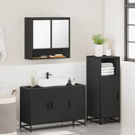 ZNTS 3 Piece Bathroom Furniture Set Black Engineered Wood 3300980