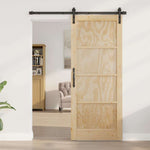 Sliding Door Manual Natural and black 83 x 202 cm 3333280