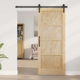 Sliding Door Manual Natural and black 83 x 202 cm 3333280