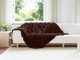 Anti-Slip Faux Rabbit Fur Blanket Olite 4 pcs Camel Polyester 42021797