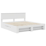 Bed Frame with Headboard White 200 x 200 cm Engineered Wood 3408725