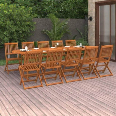 ZNTS 11 Piece Garden Dining Set 280x90x75 cm Solid Wood Acacia 3086980