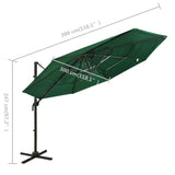 ZNTS 4-Tier Garden Parasol with Aluminium Pole Green 3x3 m 313829