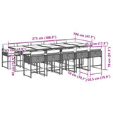 11 Piece Garden Dining Set with Cushions Black Poly Rattan 3211299
