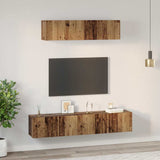 TV Cabinet Set Wall-mounted 4 pcs Old Wood Engineered Wood 3393360