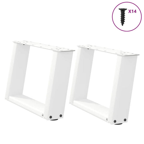 ZNTS Coffee Table Legs U-Shaped 2 pcs White 40x cm Steel 4012741