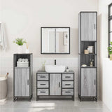 ZNTS 4 Piece Bathroom Furniture Set Grey Sonoma Engineered Wood 3301203
