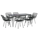 Garden Dining Set Black Steel, Polyethylene, Tempered Glass 3157856