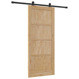 Sliding Door Natural and Black 86 x 198.5 cm Solid Pine Wood 3333342