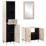 Bathroom Furniture Set with Drawer 3 pcs White Solid Mango Wood 3310115
