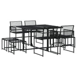 9 Piece Garden Dining Set Black Poly Rattan 3295043