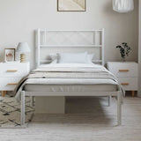 Metal Bed Frame without Mattress with Headboard White 100x190cm 372320