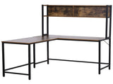 L Shaped Desk with Book Shelf, Industrial Corner Computer Desk, Writing Table with Steel Frame for T3398P329540