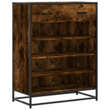 Shoe Cabinet Smoked Oak 75x38x97.5 cm Engineered Wood and Metal 3300877