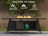 7 Pieces Outdoor Rattan Garden Furniture with Fire Pit Table, 6 Seater Garden Table and Chairs with T3398P328042