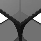 Coffee Tables with Black Glass Top 2 pcs 50x50x40 cm Steel 845973