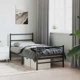 Metal Bed Frame without Mattress with Footboard Black 90x200cm 355376