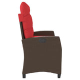 Reclining Garden Bench with Cushions Brown Poly Rattan 368232