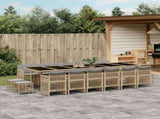 17 Piece Garden Dining Set with Cushions Mix Beige Poly Rattan 3211008