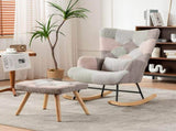Rocking Chair, Fabric Relaxing Chair Wingback Accent Chair Solid Wood Legs, Accent Armchair N605P181754Z