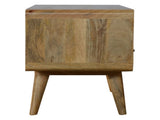 Solid Wood Curved Oak-ish Media Unit, 2 Drawers and Open Slot, Brown B2743P403014