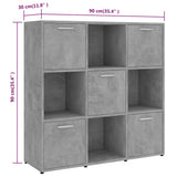 Book Cabinet Concrete Grey 90x30x90 cm Engineered Wood 802934