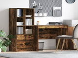 Desk with Drawer with Shelf with Storage 2 pcs Smoked Oak 3337365