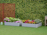Set of 2 291L Raised Garden Bed, Elevated Galvanised Planter Box for Flowers, Herbs, 100x100x30cm, T3398P314149
