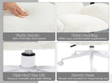 Makeup Vanity Chair, Cute Fluffy Desk Chair with Rolling Wheels for Bedroom Living Room, Cream White T3398P328290