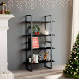 Book Cabinet Black Solid Pine Wood, Metal 80 x 30 x 140 cm 806466