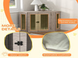 Dog Crate Furniture Side Table, with Cushion, 104 x 55 x 63cm - Walnut Brown T3398P376384
