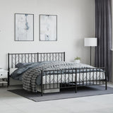 Metal Bed Frame without Mattress with Footboard Black 180x200cm 374459