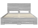 Bed Frame with Drawer Grey Sonoma 120 x 200 cm Engineered Wood 3411328