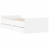 Bed Frame White Engineered wood, Plywood Single Bed Frame 3207371