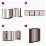 Dog Gate with Door Foldable 4 Panels Brown Oak 320 cm Poplar Wood 352235