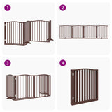 Dog Gate with Door Foldable 4 Panels Brown Oak 320 cm Poplar Wood 352235