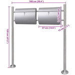 Double Mailbox on Stand Stainless Steel 271748