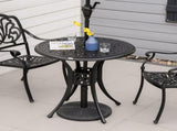 78 cm Round Garden Dining Table with Parasol Hole Antique Cast Aluminium Outdoor Table Only, Black T3398P322188