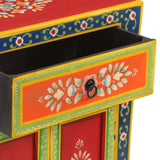 Hand Painted Sideboard 54x30x74 cm Solid Wood Mango 352053