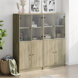 Bookcase with Doors Sonoma Oak 136x37x142 cm Engineered Wood 3206526